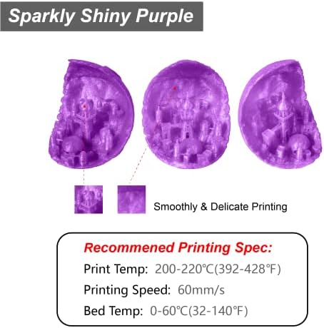 Hello3d Purple Glitter Pla Filamento 1,75 mm, impressão 3D Filamento brilhante do PLA brilhante 1kg/Spool, superfície de flash de céu estrelado, precisão dimensional +/- 0,05 mm, compatível com a maioria das impressoras/canetas 3D FDM