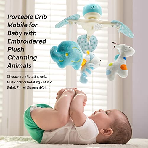 Baby Mobile for Crib, berço móvel portátil para bebês com música relaxante, rotação e ajuste de comprimento, berçário