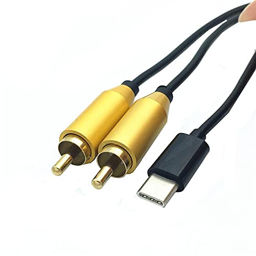 USB Tipo C Male C para Dual RCA Feminino/Male