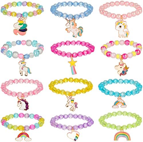 Spiritlele 12 peças coloridas pulseiras elásticas de férias de férias de desenho animado pulseira de pulseira de pulseira de festa