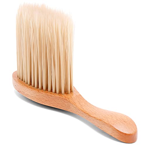 Escova de espanador de pescoço de barbeiro, escova de cerdas macias de madeira para cabelos soltos do rosto e pescoço