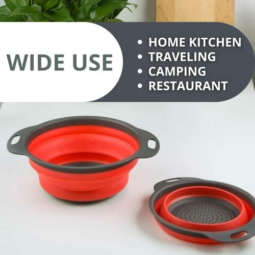 1PCS Collander dobrável com alças plásticas Reinúncixas de cozinha de silicone redonda Perfilante de cozinha dobrável Perfeito para drenar macarrão vegetal e frutas vermelhas