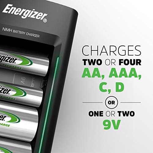 Energizer Recarra o carregador universal para NIMH recarregável AA, AAA, C, D e 9V baterias