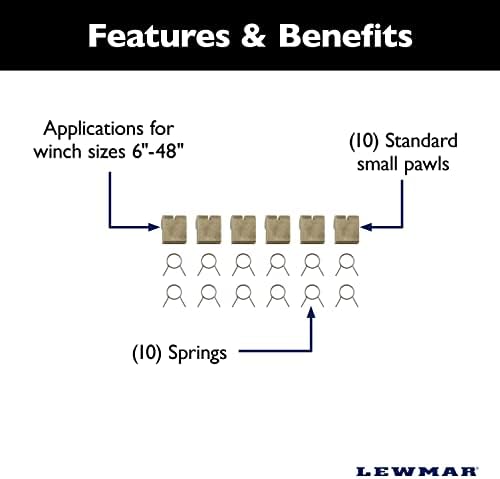 LEWMAR STANDARD SPORT PAWS & SPRINGS KIT- Para manutenção de rotina e tamanhos de guincho 6 - 48, inclui 10 molas de pawl, graxa de engrenagem, óleo de guincho HD22, escova de graxa e manual
