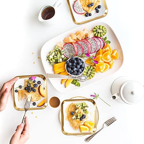 Pacote de aço inoxidável YITEXIN 2, pratos de prato de prato de metal espessado para comida, bandeja de porção quadrada pequena