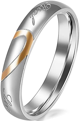 Oyalma Lover's Heart Shape 316L Mens Womens Promise anel Real Love Casal Wedding Rings - 1 Piece - Mulheres - 16-20392