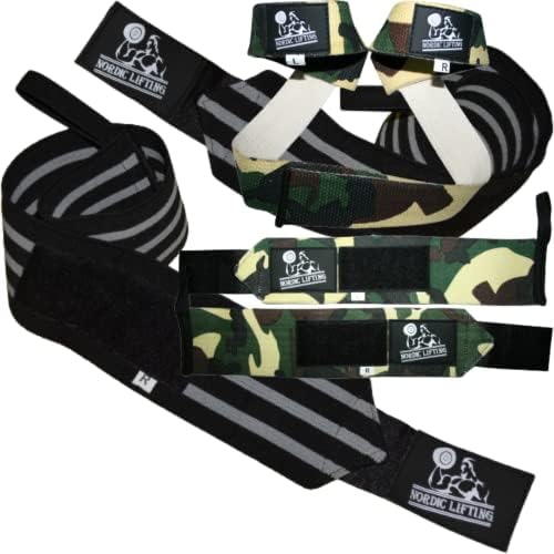 Pacote de pulso super pesado - pacote cinza preto com envoltórios de pulso e pacote de tiras de elevação - Camo verde