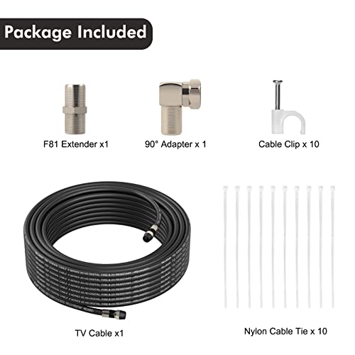 Cabo coaxial RELIAGINT 25 pés, cabo de cabos coaxiais RG6 para TV com bota de borracha à prova de intempéries - fio ideal de cabo de TV externa e cabo de extensão de fio da antena, Tri -Shield UV - parede resistente ao fogo classificada