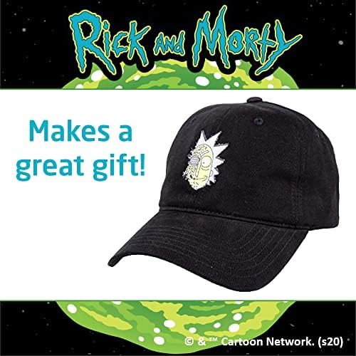 Conceito One Warner Bros Rick e Morty Dad Hat, Fly Design Cotton Capace de beisebol adulto ajustável com borda curva, preta, um tamanho