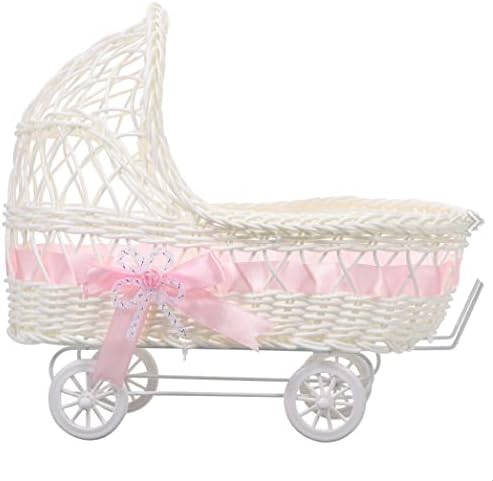Alipis Mini Rattan Doll Stroller Basket Cesto de cesta em forma de tecido, cesta de casas de chá de bebê com cesta de meninas
