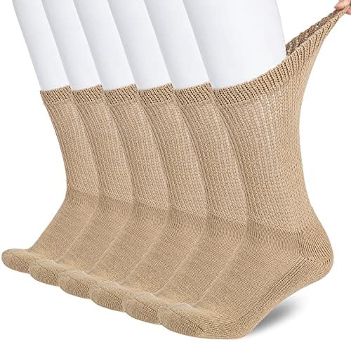 Takusun não vinculativo Diabetic Crew Meocks para homens 6 pares Circulation Loose Fit Thermal Socks com sola de almofada