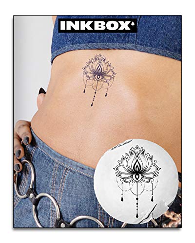 Tatuagens temporárias do Inkbox, tatuagem temporária duradoura, inclui Brillantious and Geospace com a prova d'água de tinta Fornow, dura 1-2 semanas, tatuagens de lotus e sistema solar