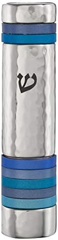 A & S Mezuzot Stainless Steel Mezuzah Caso martelado com design de anel Judaica Door Mezuza para pergaminho Roll Home Blessing