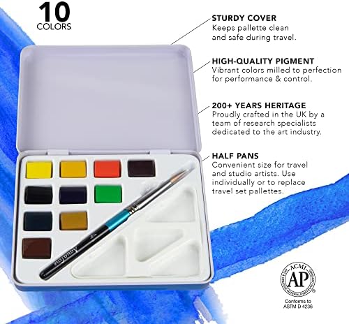 Daler -Rowney Aquafine 48 -PC Conjunto de estúdios aquarela - conjunto de tintas em aquarela para papel em aquarela