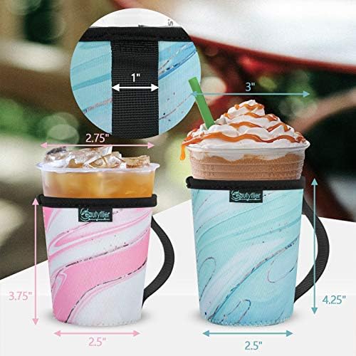 Pacote Beautyflier de 2 capa de copo de café gelado reutilizável com alça para bebidas frias, portador de neoprene de 16-22 onças para café Starbucks, Dunkin Donuts
