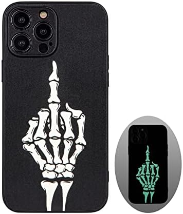 X Caixa de telefone Goth Goth para iPhone 12, padrão de esqueleto de crânio, design de emo gótico esado legal, dedo