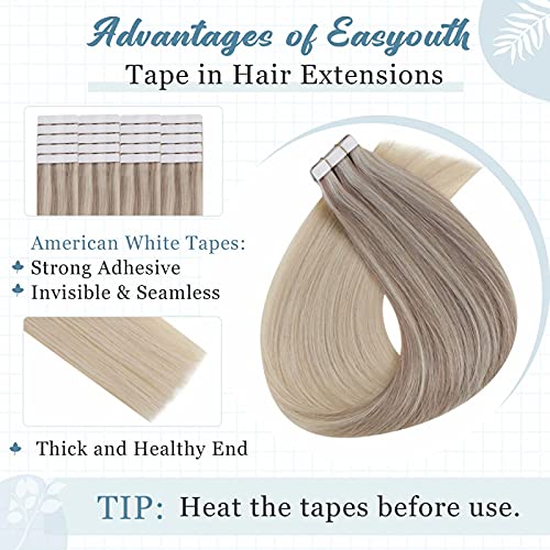Easyouth One Pack Weft Haf Hair Extensions Real Human Hair e uma fita de embalagem em extensões de cabelo humano colorido ombre loiro