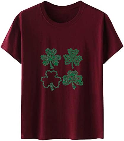 O dia de St. Patrick está no topo das femininas da tripulação shamrock, camisetas de férias curtas de manga curta, camisas do festival irlandês