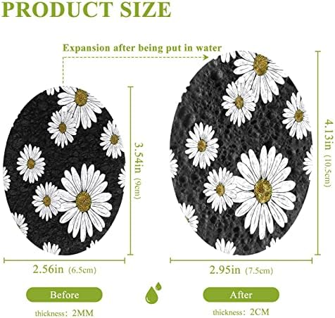 Kigai Daisy Floral Cellulose esponjas 3 pacote, esponja de cozinha para serviço pesado, bagunças difíceis limpas sem arranhar a cozinha