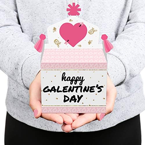 Big Dot of Happiness Be My Galentine - Tratar favores da festa da caixa - Galentine e do dia dos namorados Goodie Gable Boxes - Conjunto de 12