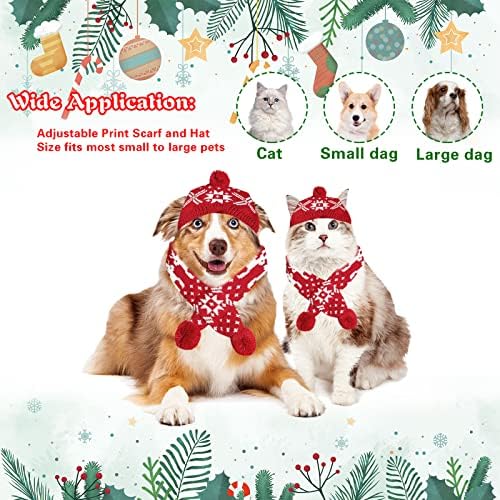 2 peças chapéu de pet de natal lenço de estimação definição de inverno quente colarinho de cachorro de gato cães cães cães acessórios