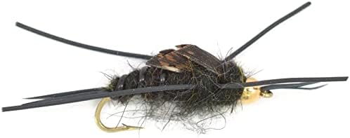O local de pesca com mosca Tungstênio Moscas de pesca com mosca - Kaufmann Black Stone Fly com pernas de borracha - mosca