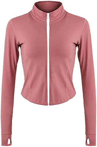 Flygo Women's Cropped Workout Jacket 1/2 Zip Athletic Yoga Running Pullover Tops com buraco