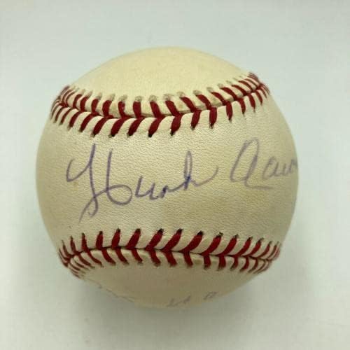 Hank Aaron 755 Home Runs 3771 Hits assinados STAT STAT BASEBALL JSA COA - Bolalls autografados