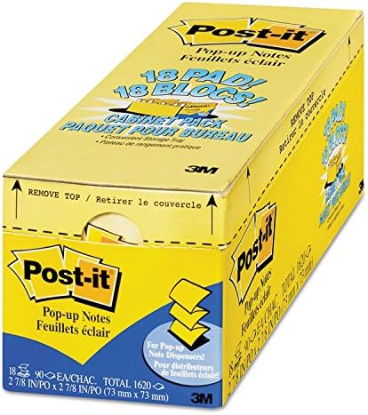 Post-it R33018CP Pacote de recarga pop-up de amarelo original, 3 x 3, 90 folhas, 18/pacote