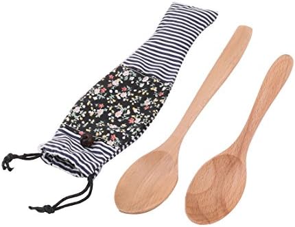 QtqGoitem Wood Family School Food Carne Salada de frutas Serviço colher 2 em 1 multicolor