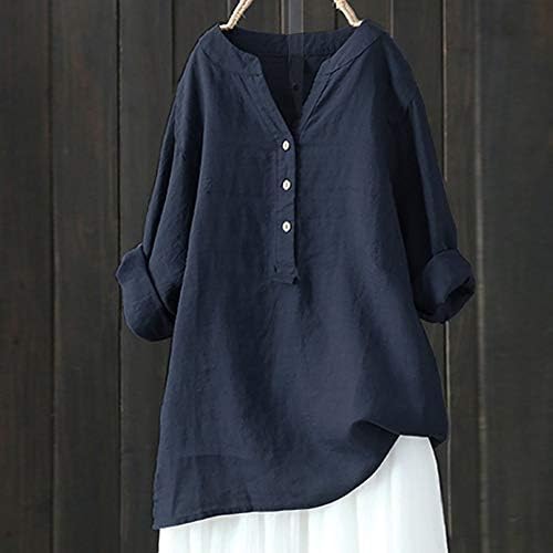 Camisas femininas Mangas compridas tops longos mulheres de botão solta Blusa casual stand colar de colarinho de manga de manga