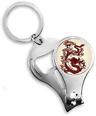 Dragon Chinese Animal Retrato Unha Nipper anel de chave Chain Bottle Abridor de garrafa Clipper
