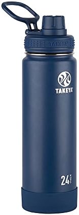 Takeya Actives Isolled Water Bottle com tampa de bico, 24 onças, Bluestone e Actives Isoled Stainless Steel Water Bottle com tampa