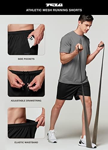 TSLA 3 pacote de malha masculina masculina shorts de corrida, shorts de treino de ginástica rápida, shorts de desempenho leves com