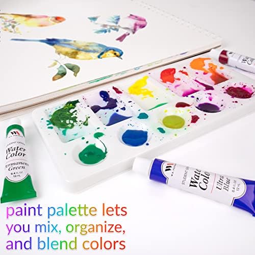 Wa Portman Water Color Paint Conjunto com 24 tubos de aquarela 3 Prave de água em aquarela Crecada Pens de tinta de água Paleta de tinta e A4 Pad - Tintas de cor de água para artistas em tubos de tinta de aquarela convenientes