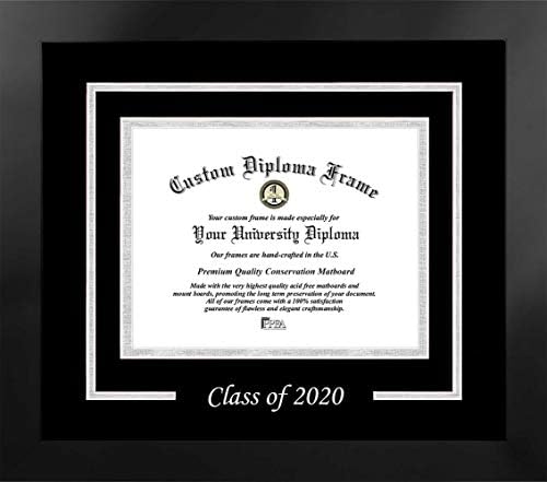 Classe de molduras de celebração de 2020 Mat 9W x 7h Gold Diploma Frame, preto