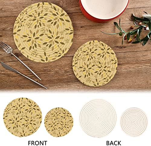 Xigua Dahlia Round Trivets Pote Selder de 2 a de algodão puro e algodão quente, não deslizamento e cozinha resistente ao calor, almofadas quentes para cozinhar e assar, 7 polegadas e 9 polegadas