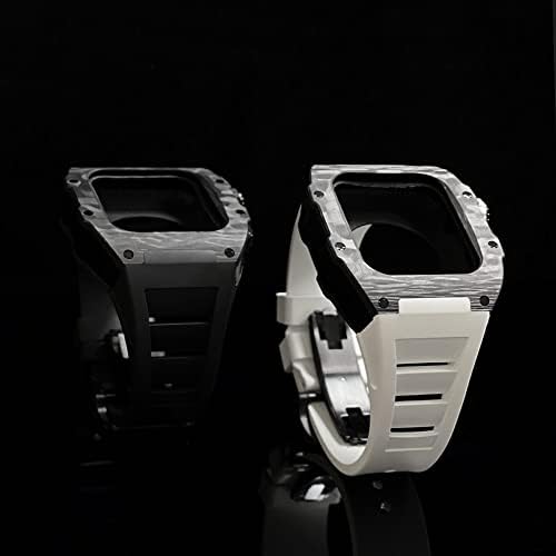 Caixa de fibra de fibra de carbono de luxo Nibyq Conjunto para Apple Watch 8 7 45mm 6 5 4 SE 44mm Kit de modificação DIY para iwatch 44mm 45mm