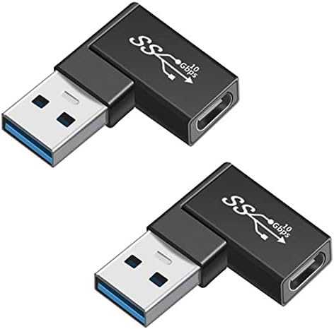 XCZZYB ângulo reto USB C Adaptador USB, Adaptador feminino de 90 graus USB A Male to USB tipo C para laptops, carregadores