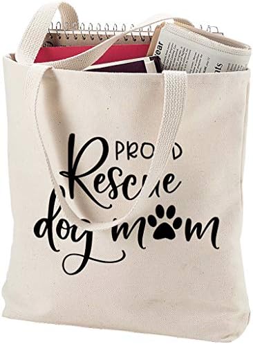 Orgulhoso resgate cão mãe mamãe cursiva impressão de amor proprietário de animais de estimação Animais naturais de lona saco de sacola engraçada presente