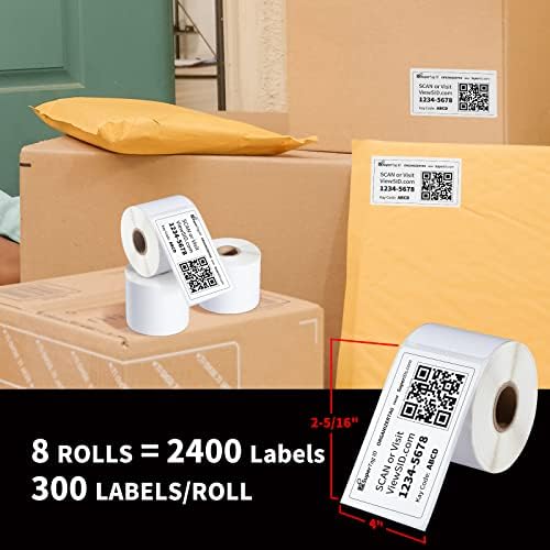 Impressora de etiqueta de remessa de phomemo, impressora de etiqueta térmica para pacotes de remessa com rótulos de remessa de substituição DYMO 30256 compatíveis 8 rolos, 2400 rótulos