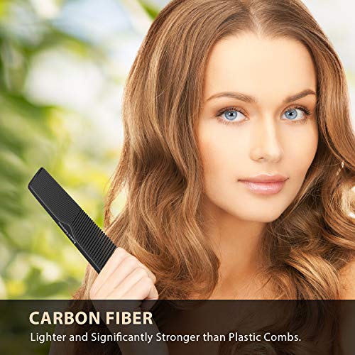 CABELO DE CABELO - PROFISSIONAL 8,75 ”Fibra de carbono preto Anti estático e penteados de cabelo resistentes ao calor Para todos
