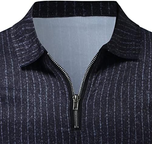 Xxbr camisas pólo para homens 1/4 zíper listrado sólido casual colar colarinho de manga longa slim fit pó
