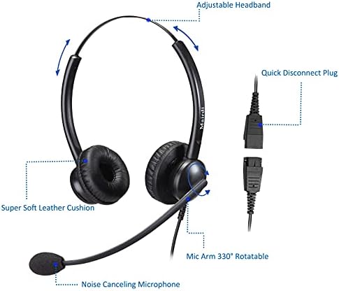 Fone de ouvido do telefone mairdi com conectores RJ9 e 3,5 mm para laptops para deskphone líquido e smartphone, fone de ouvido
