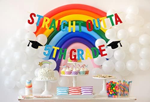 Straight Outta 5th Grade Banner, Banner de graduação da 5ª série, decorações de graduação da 5ª série 2023, Meninas