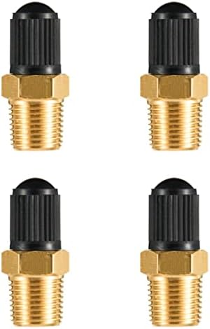 Válvula de tanque, zese 4pcs Anti-corrosão Brass Schrader Válvula com tampas de vedação, núcleo de válvula padrão com rosca masculina de 1/4 de NPT para tanques de compressor de ar