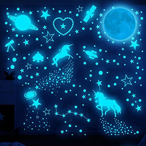 BuyWeek Luminous Wall Adreters, 899pcs Estrelas Lua brilham nos decalques de parede escura para crianças quarto de crianças decoração de casa