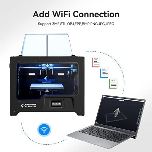 Impressora 3D de criador de atualização FlashForge, extrusora dupla de acionamento direto, conexão wifi, nivelamento semi -automático,