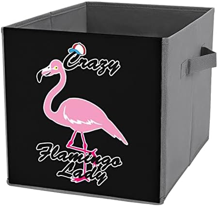Crazy Flamingo Lady Lady Bins de armazenamento Conclapsível Basics dobráveis ​​Cubos de armazenamento de tecidos