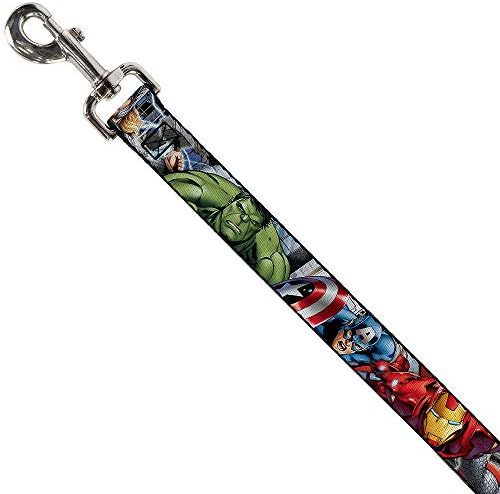 Dog Leash Marvel Vingadores 4 Superhero posa Close Up 6 pés de comprimento 1,5 polegada de largura, multicolor